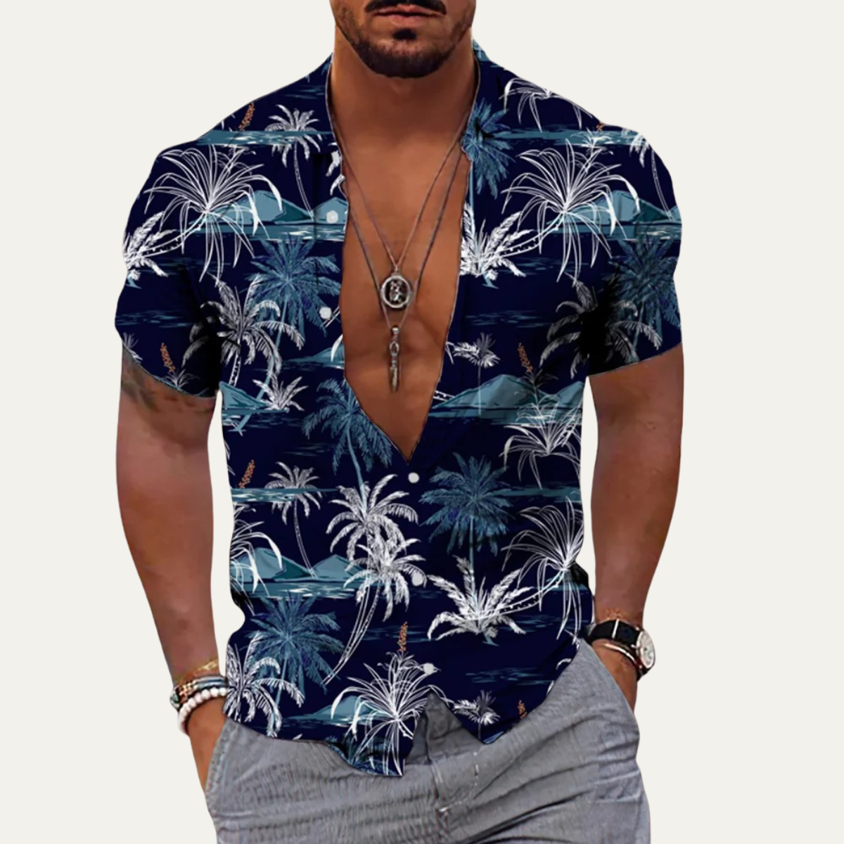 Men's Hawaiian Shirt Coconut Print Cotton Relaxed Fit