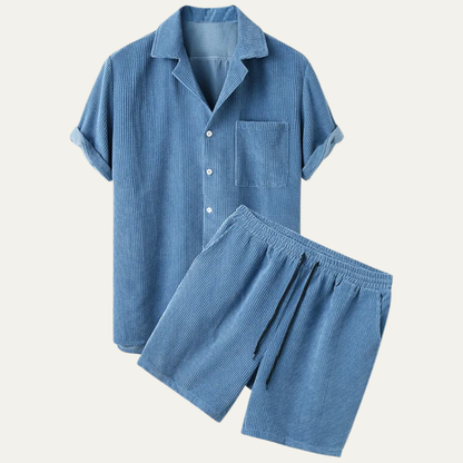 Men's Corduroy Summer Set Shirt And Shorts