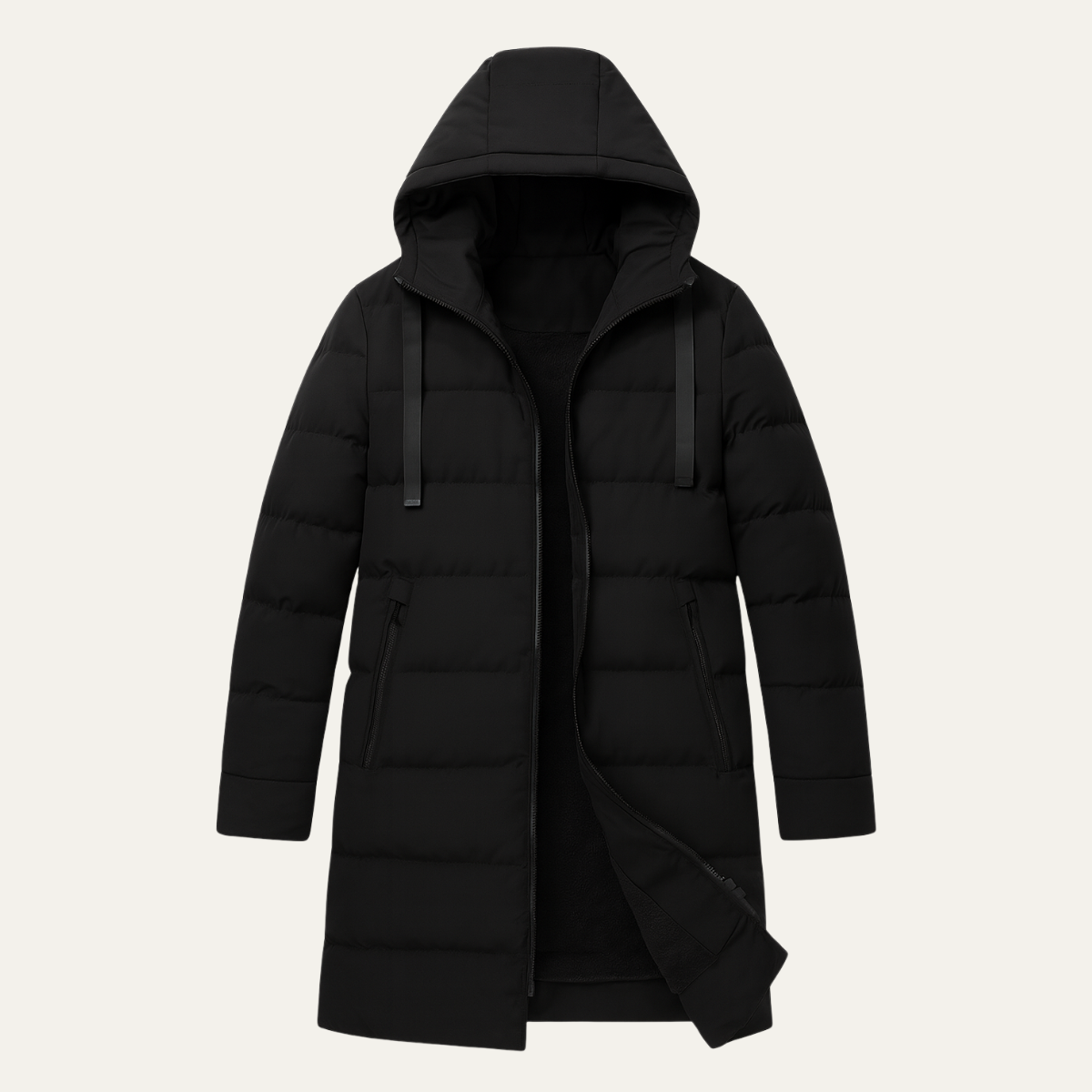 Men's Longline Puffer Coat Black - Vonnera