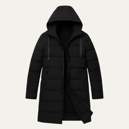 Men's Longline Puffer Coat Black - Vonnera