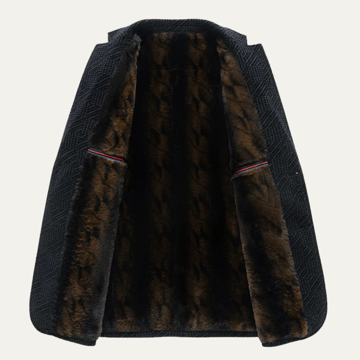 Mens Chenille Blazer Soft Fur Lined Navy