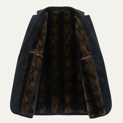 Mens Chenille Blazer Soft Fur Lined Navy