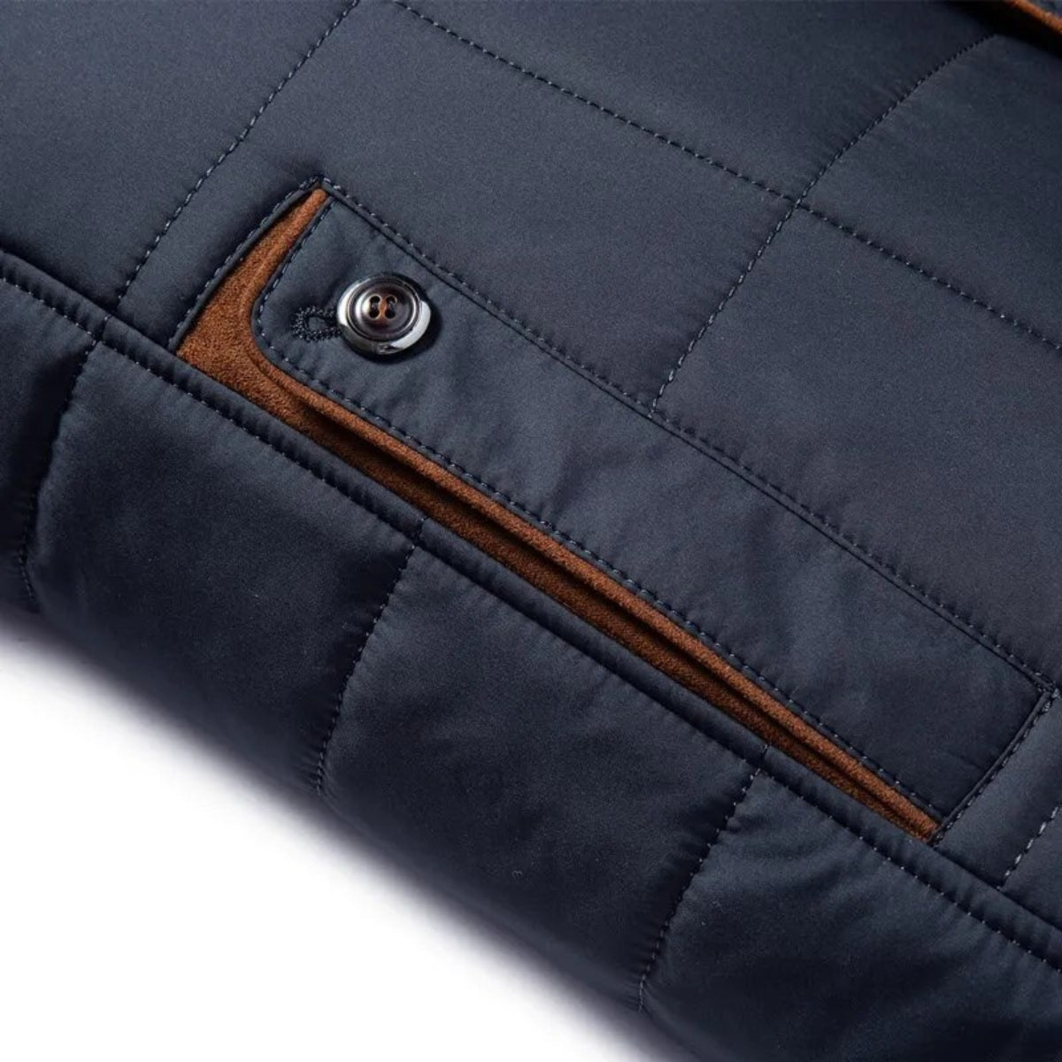 Men's Quilted Winter Jacket With Pockets