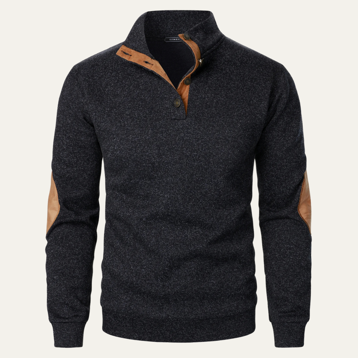 Men's Fleece Sweater Suede Elbow Patches - Vonnera