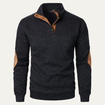 Men's Fleece Sweater Suede Elbow Patches - Vonnera
