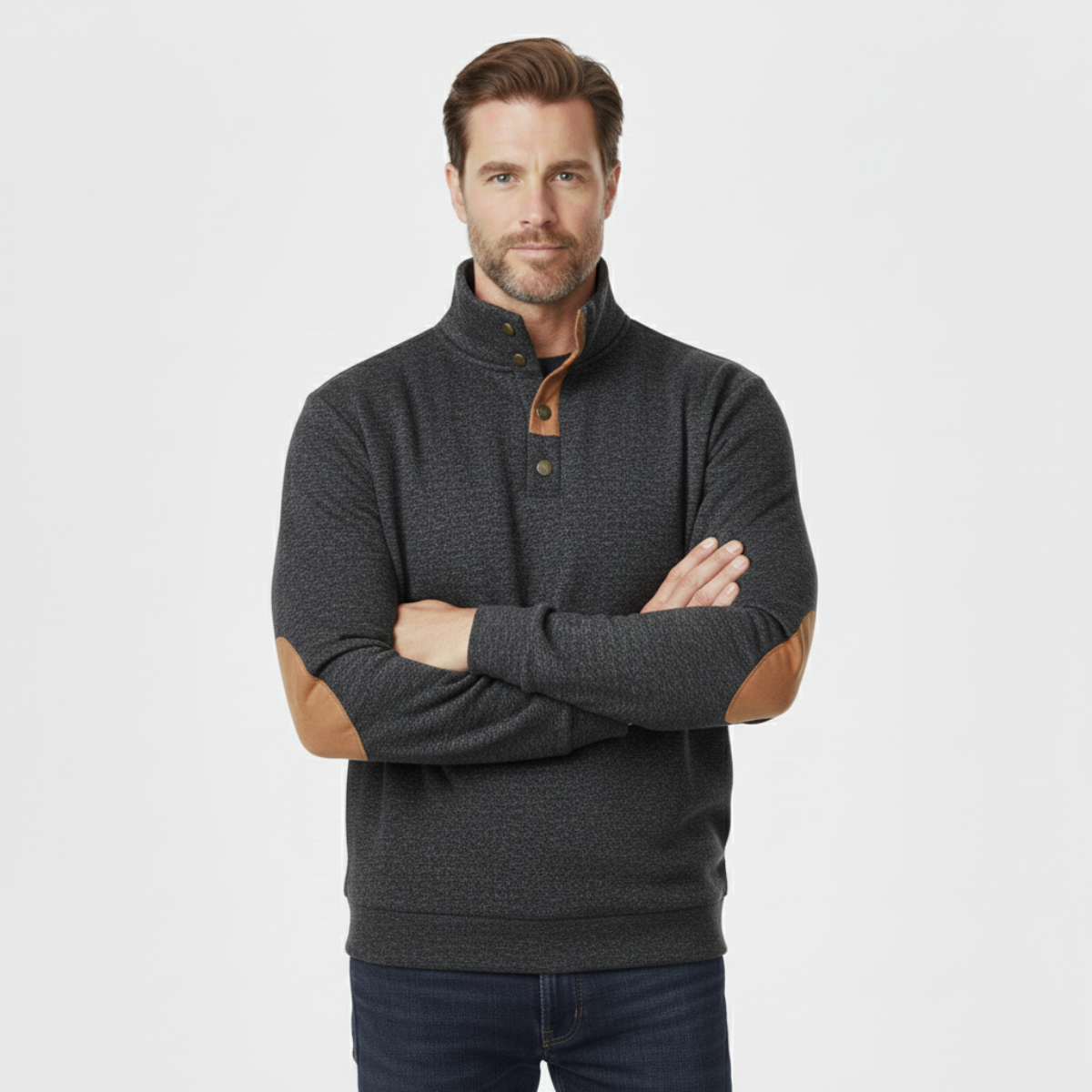 Men's Knitted Sweater Elbow Patches Heritage Style