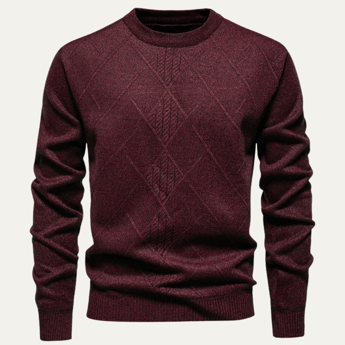 Men's Diamond Pattern Crew Neck Knit Sweater