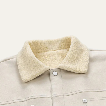 Men's Suede Sherpa Jacket Fleece Lined Brown