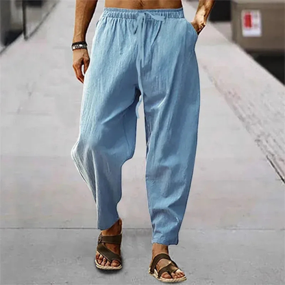 Men's Cotton Linen Wide Leg Pants