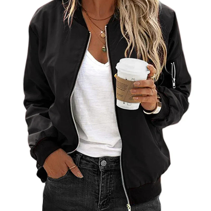 Women's Long-Sleeved Bomber Jacket Lightweight - Vonnera