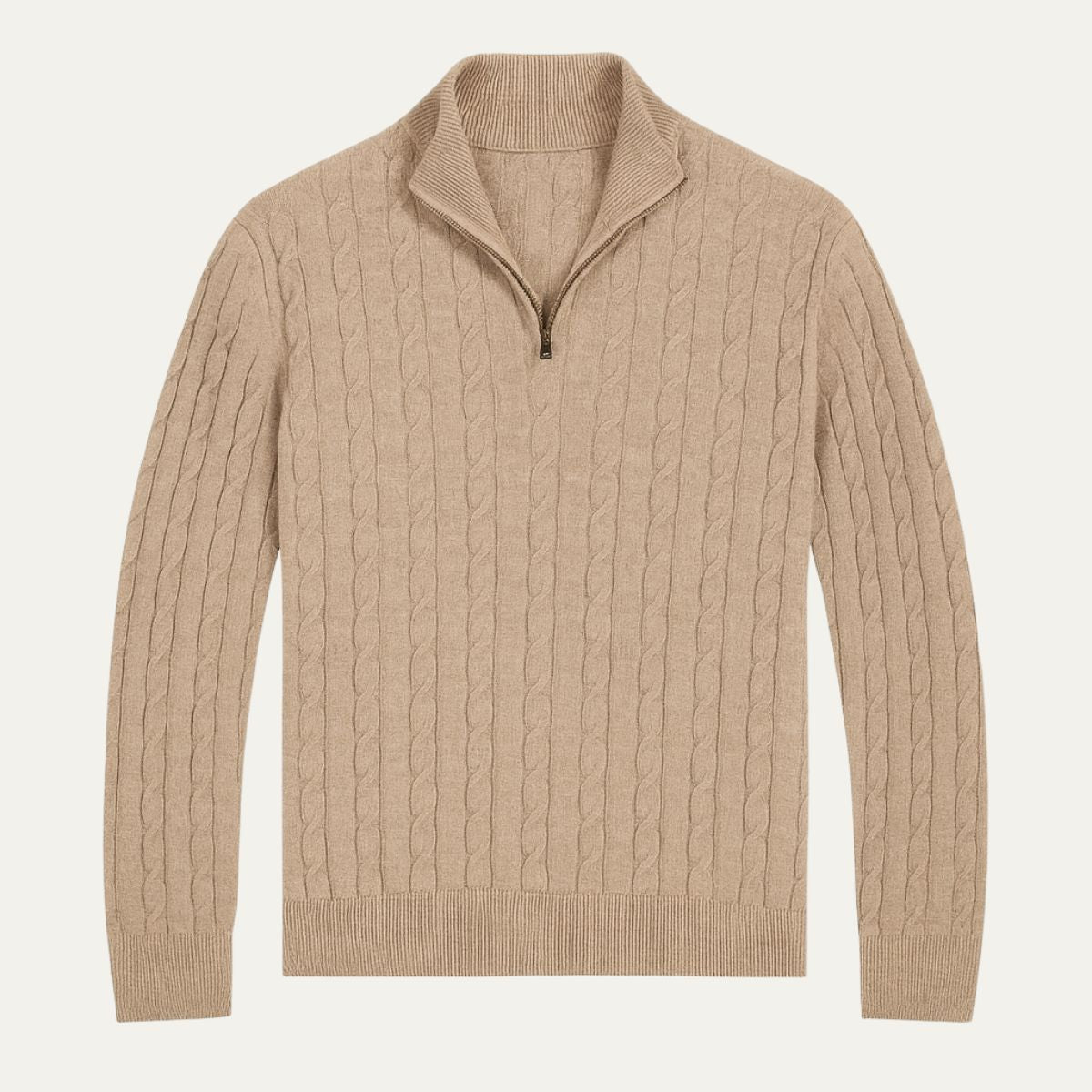 Men's Cable Knit Zipper Sweater