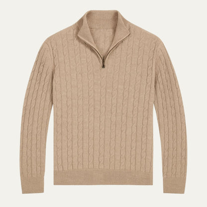 Men's Cable Knit Zipper Sweater
