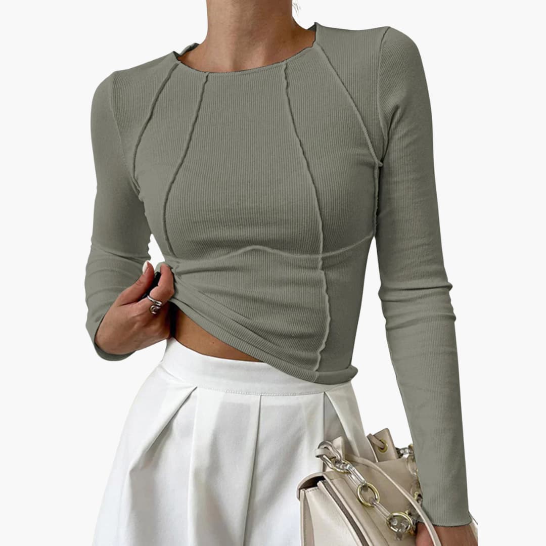 Women's Cropped Long Sleeve Ribbed