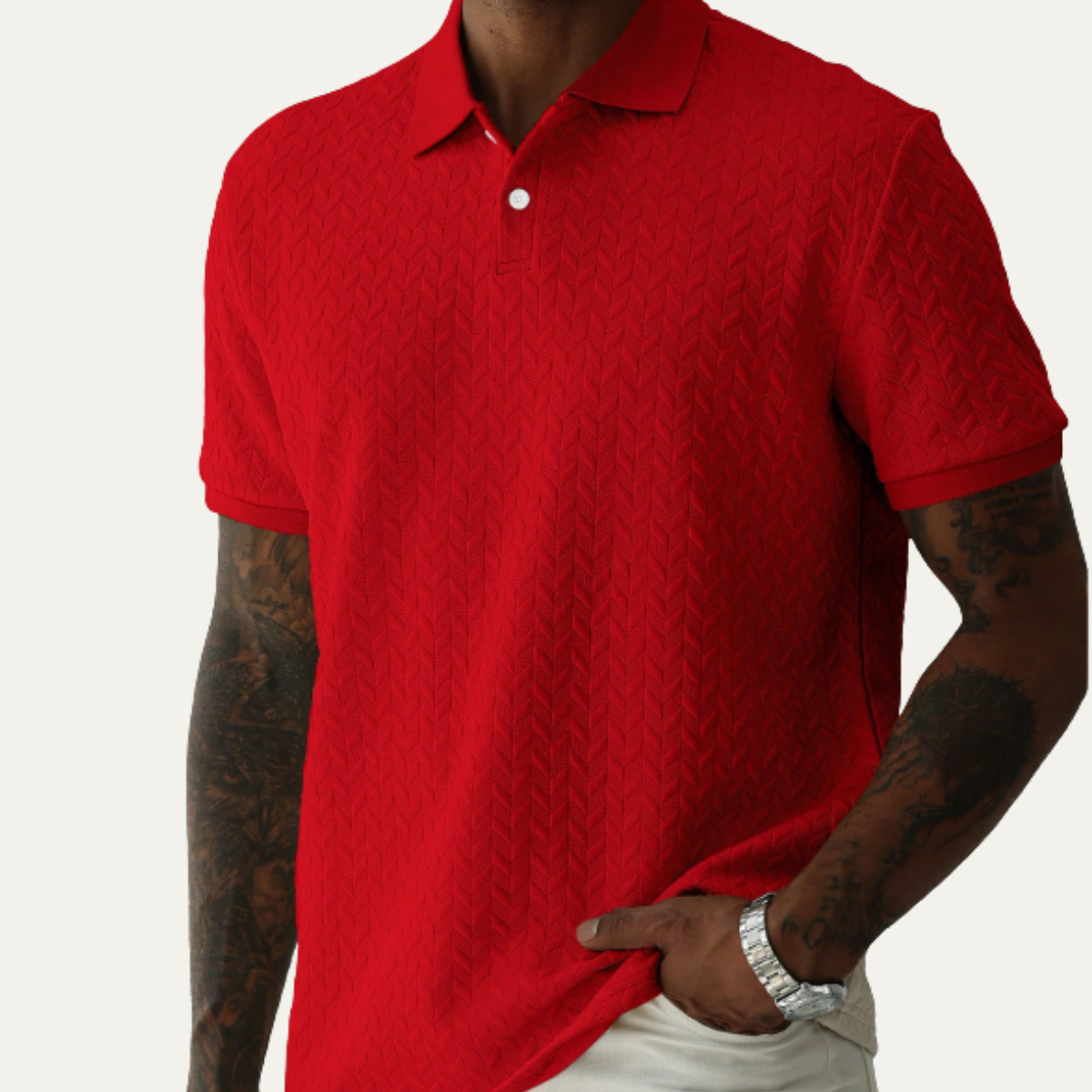 Men's Classic Polo Shirt Textured Cotton Summer Wear