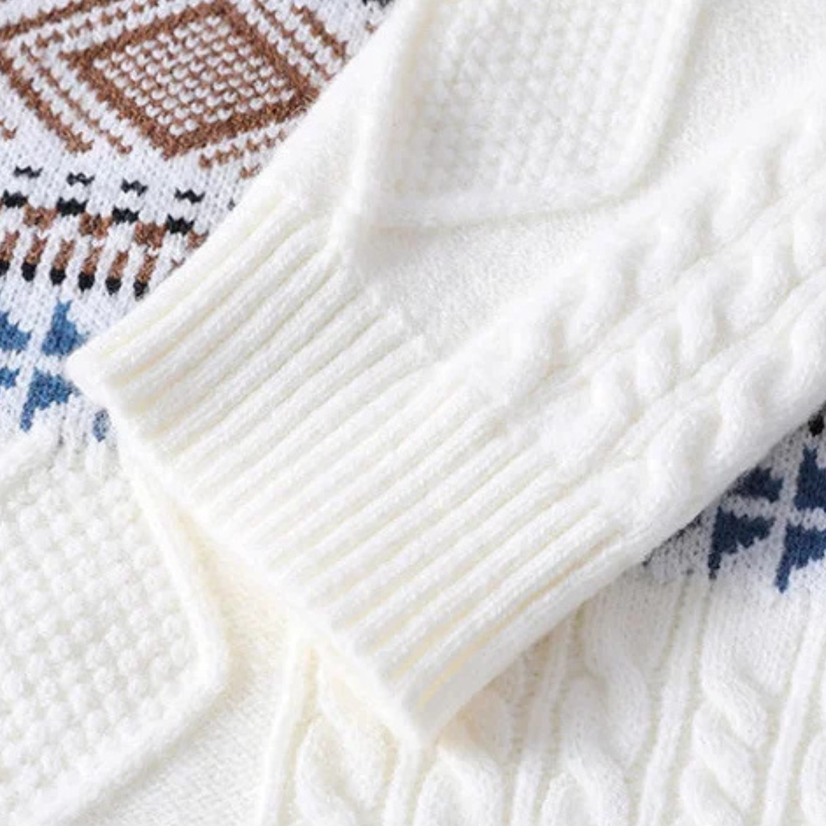 Men's Knitted Nordic Pattern Sweater Warm Winter