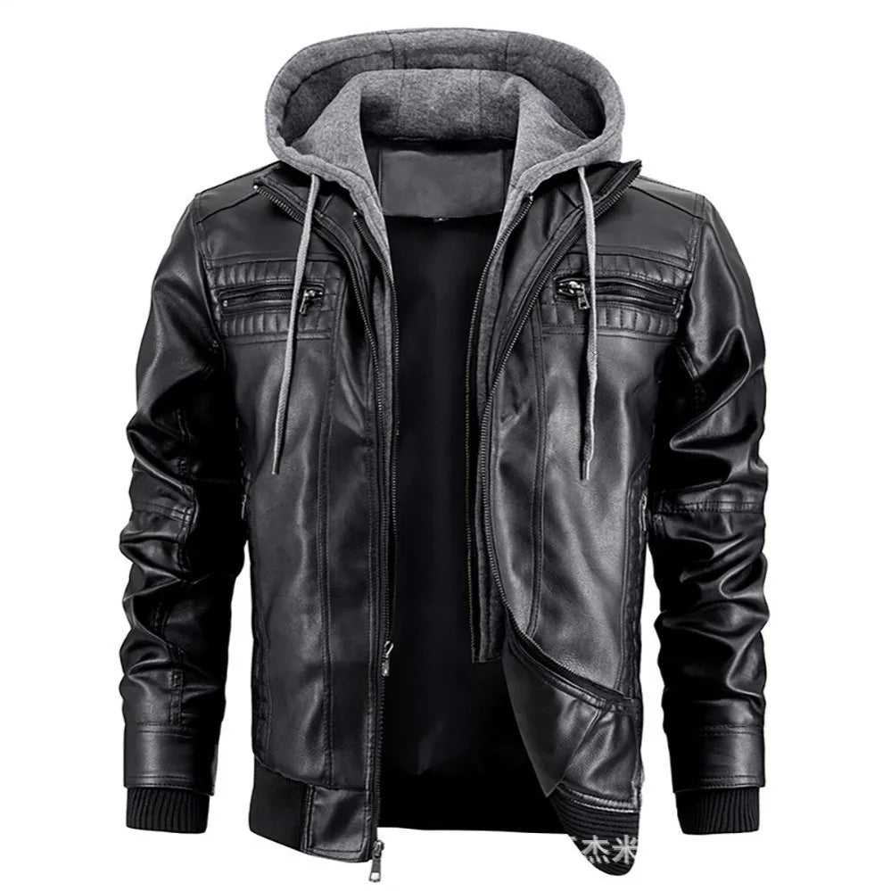 Women's Leather Winter Coat With Hood - Vonnera