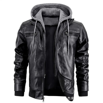 Women's Leather Winter Coat With Hood - Vonnera