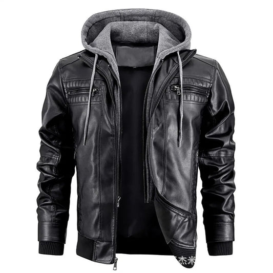 Women's Leather Winter Coat With Hood - Vonnera