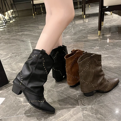 Women's Studded Slouchy Ankle Boots