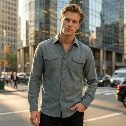 Men's Soft Casual Shirt Single Breasted Cotton