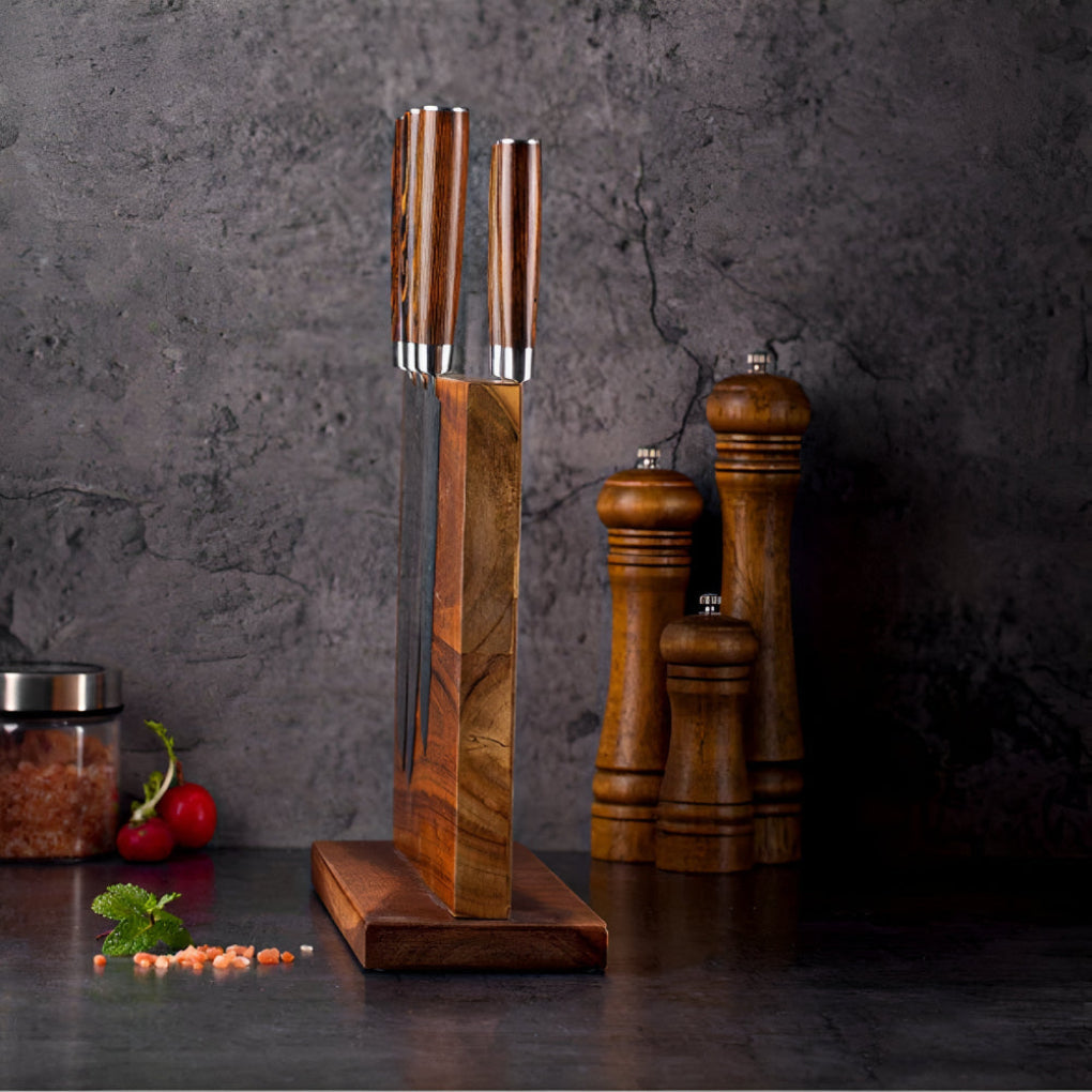 Magnetic Wooden Knife Block Storage