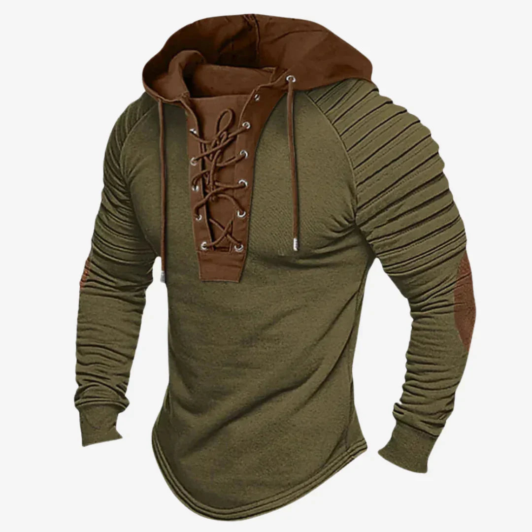 Men's Hooded Sweatshirt Lace-Up Neckline - Vonnera