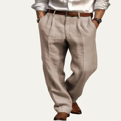 Men's Vintage Pleated Straight Pants Casual Cotton