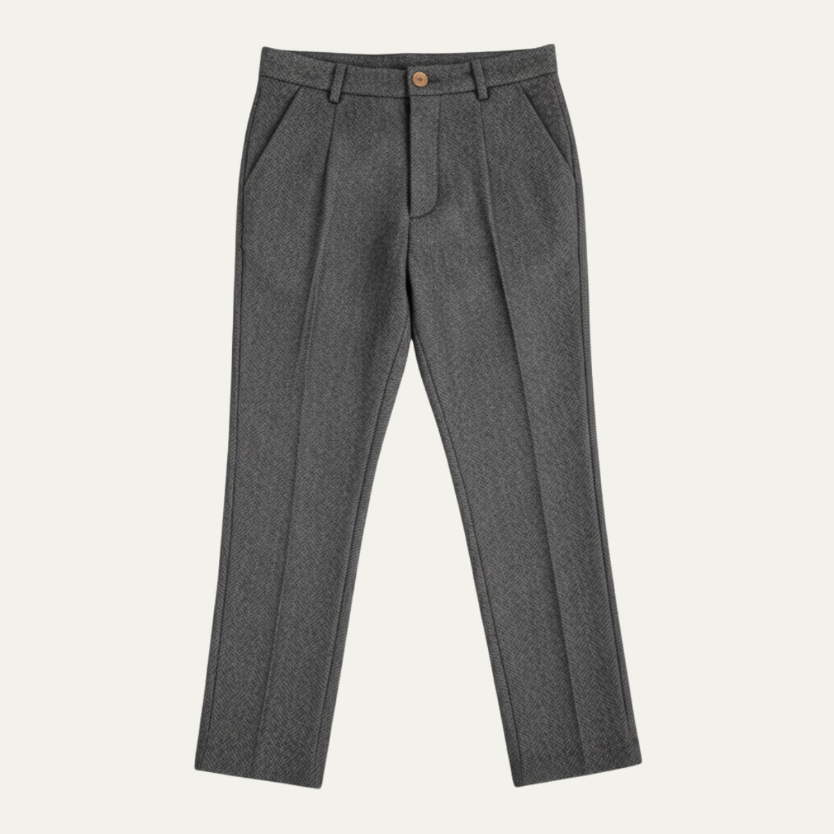 Men's Wool Herringbone Straight Leg Pants