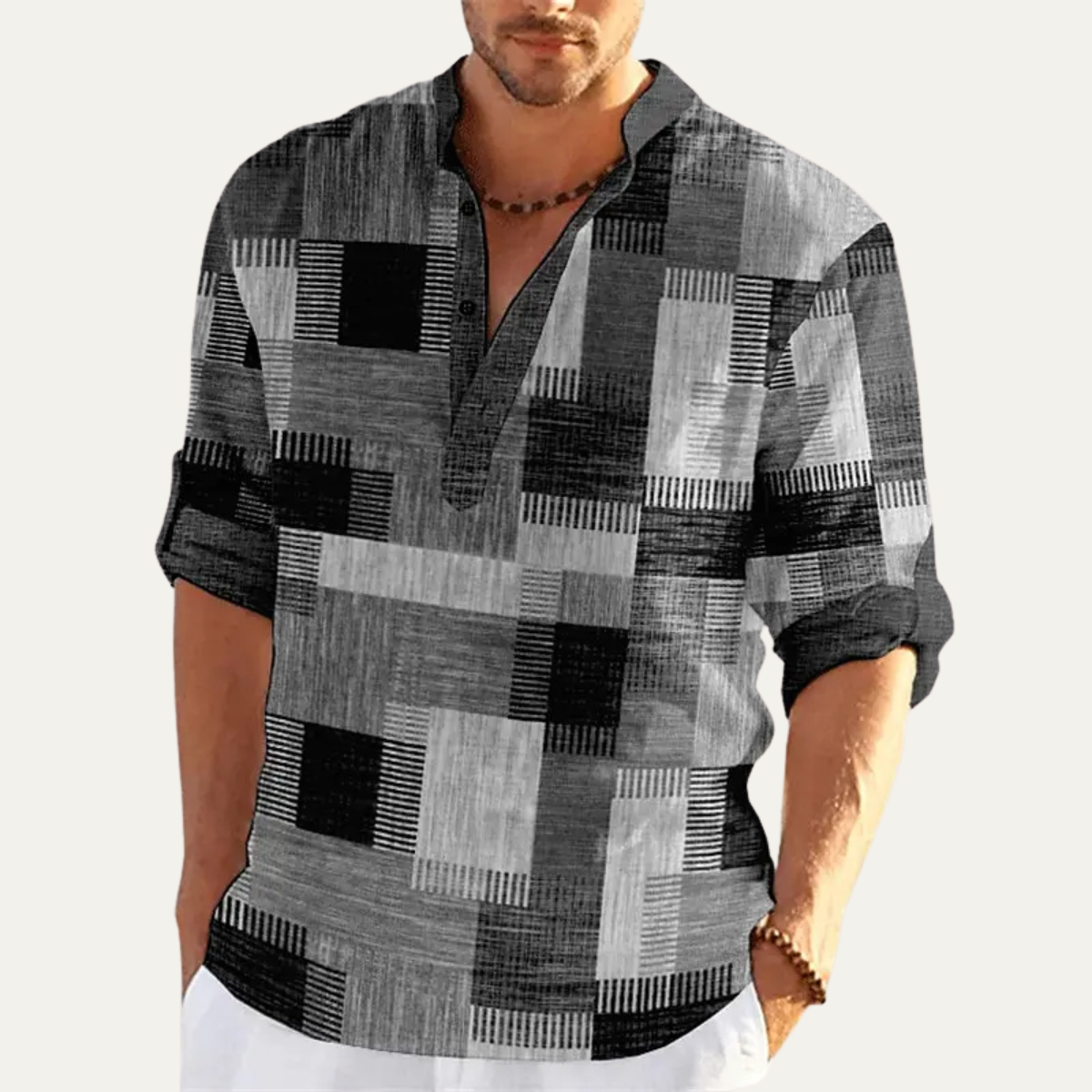 Men's Patchwork Polo Shirt Multicolor Cotton Casual