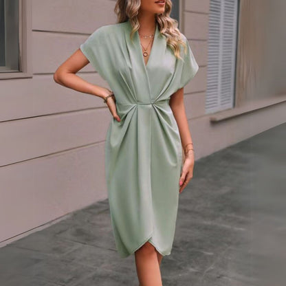Women's Elegant Midi Dress Draped Design