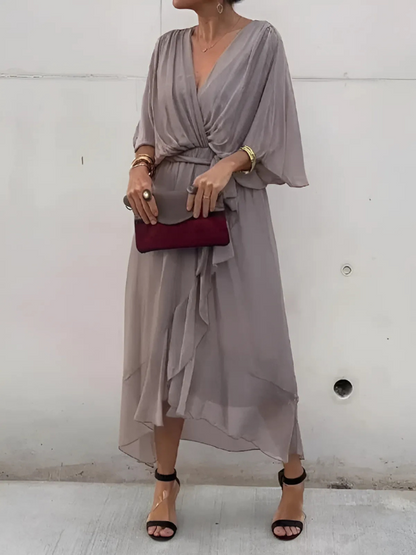 Women's Flowy Midi Wrap Dress