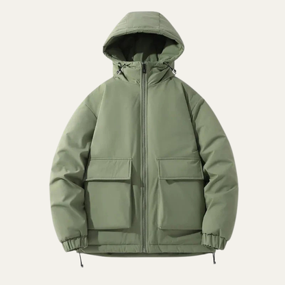 Men's Padded Puffer Jacket With Hood Warm Winter