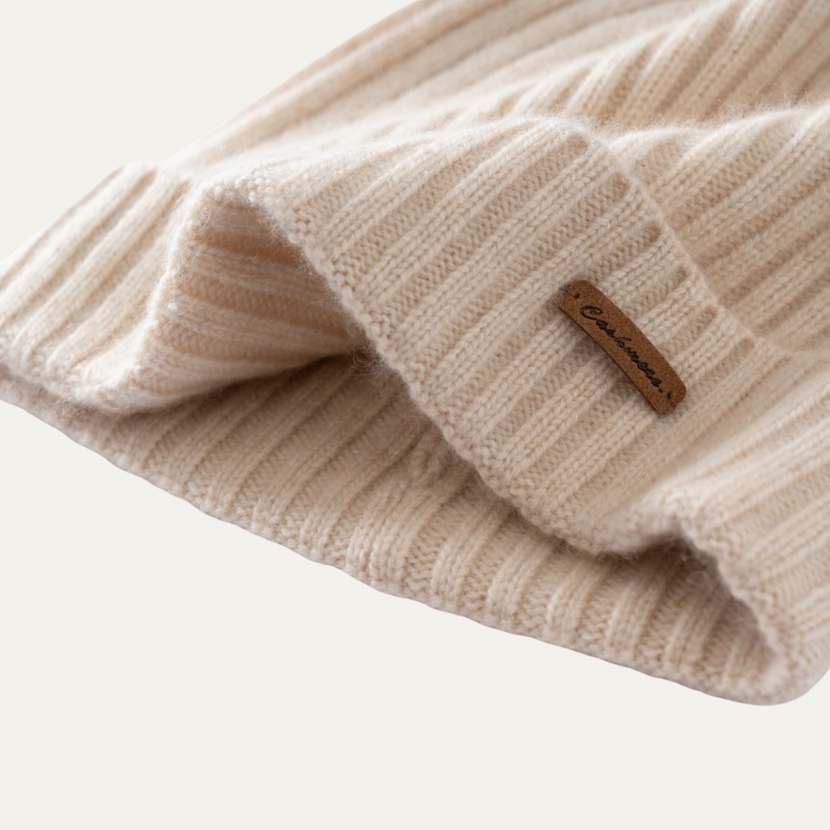 Men's Cashmere Ribbed Beanie Black