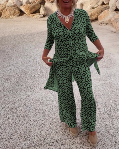 Women's Printed Two-Piece Set Everyday Wear
