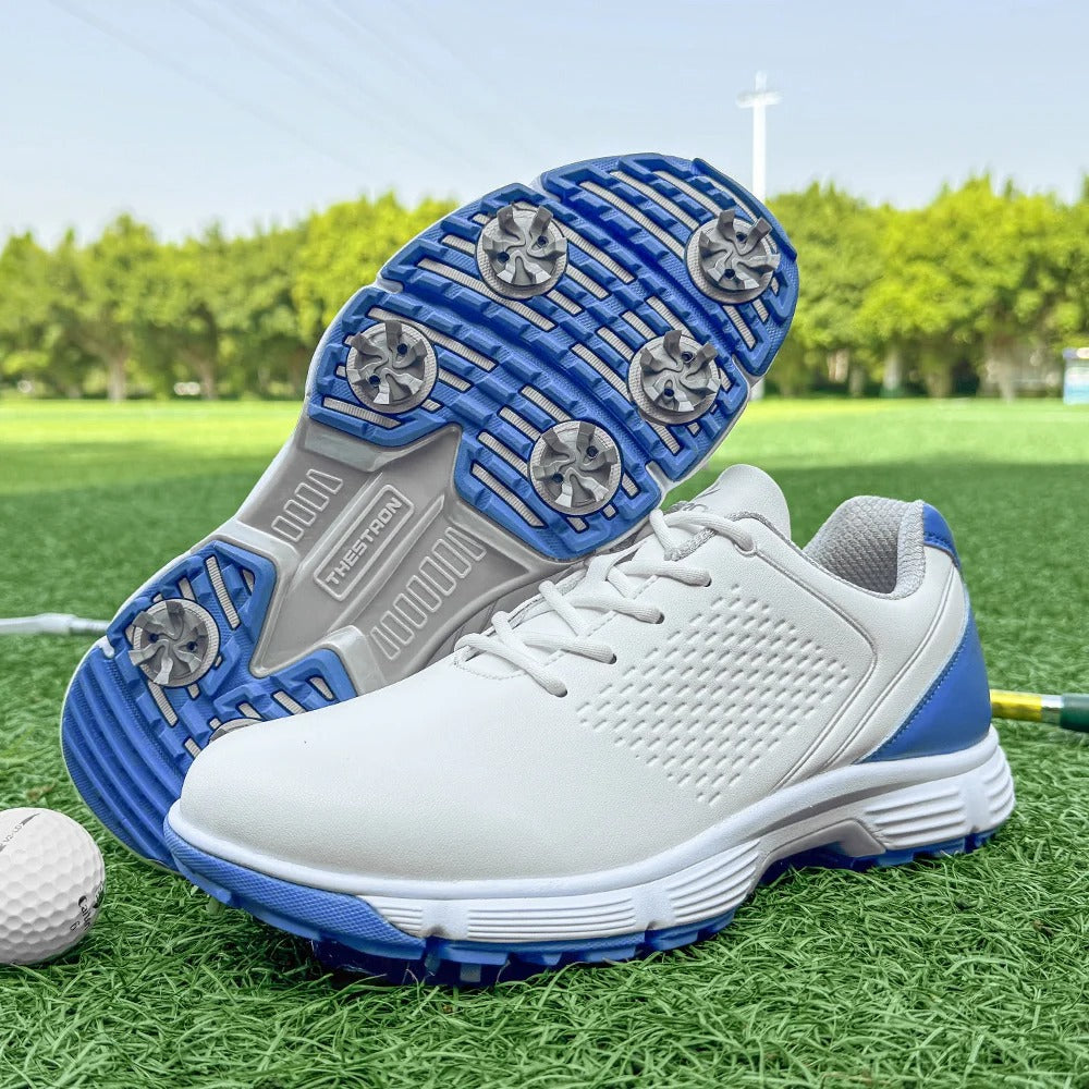 Mens Golf Shoes Waterproof Leather Black