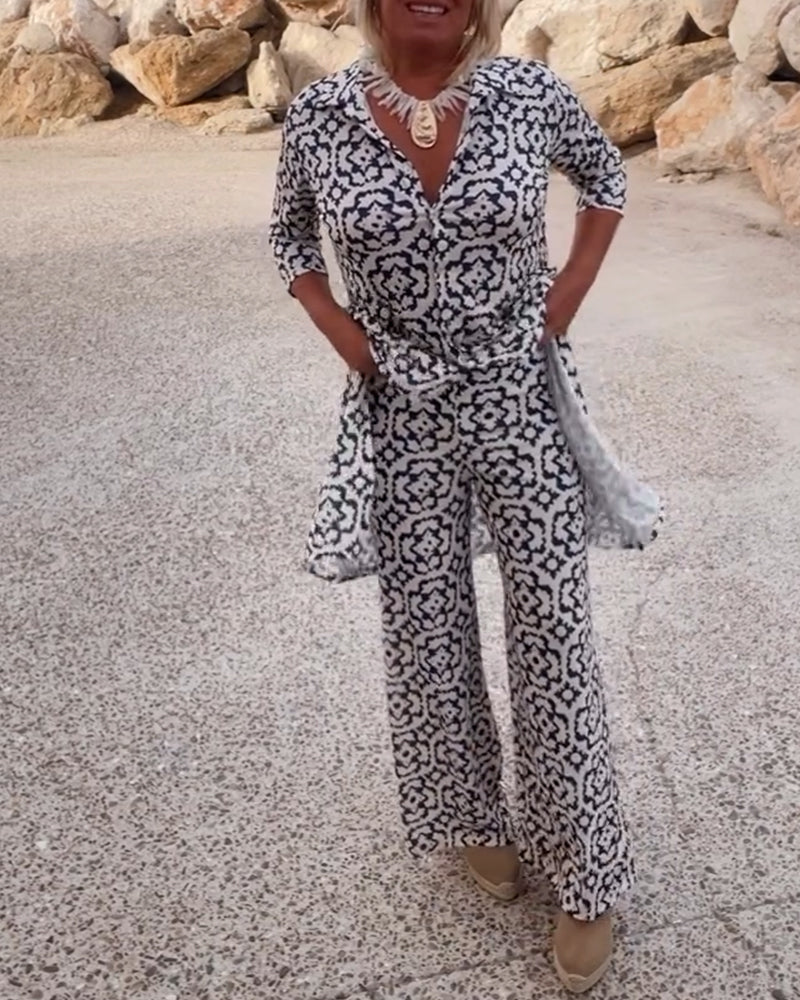 Women's Printed Two-Piece Set Everyday Wear