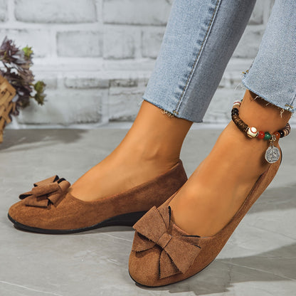 Women's Ballet Flats Slip-On Round Toe Bow Detail