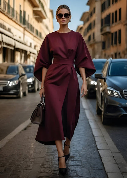 Women's Flowy Maxi Dress Belted Velour - Vonnera