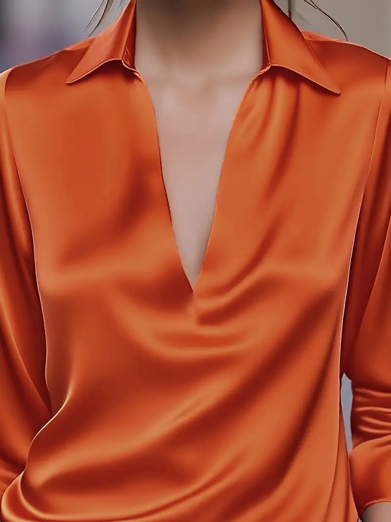 Women's V-Neck Satin Blouse