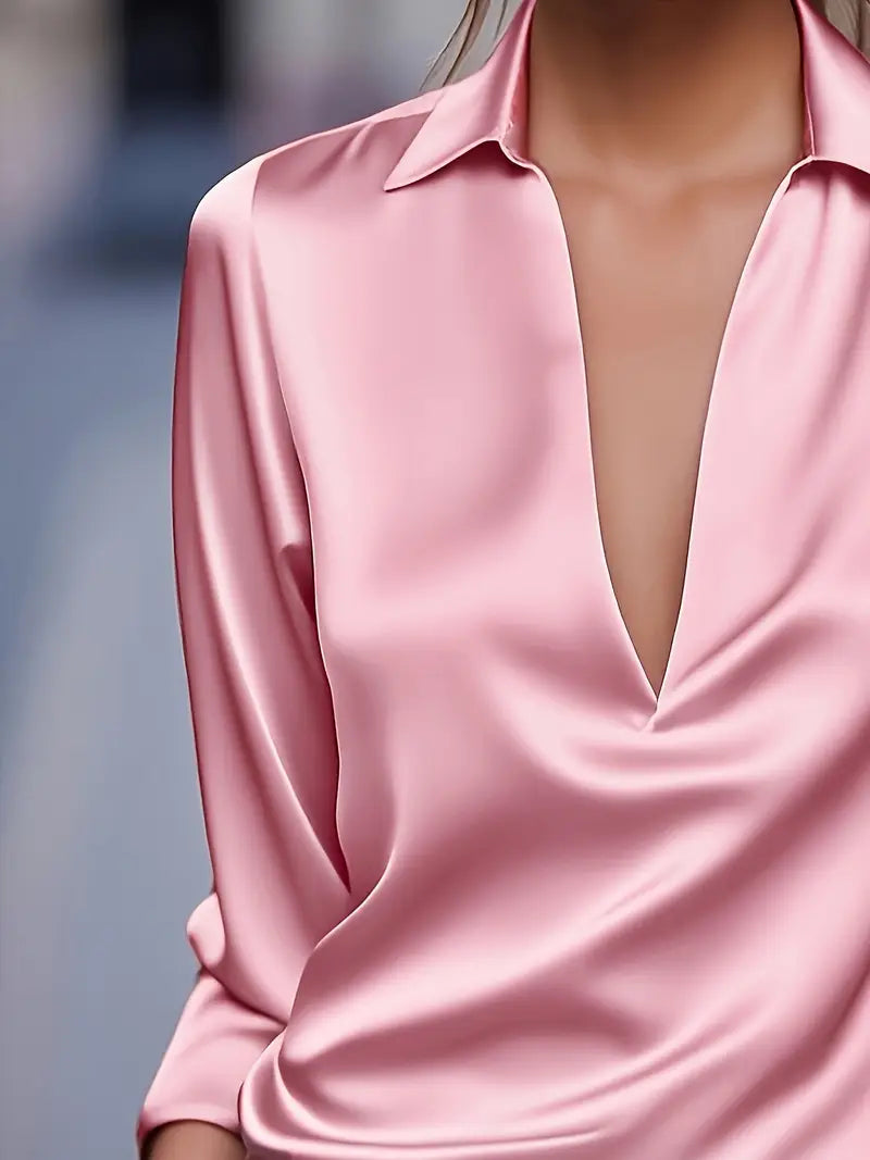 Women's V-Neck Satin Blouse