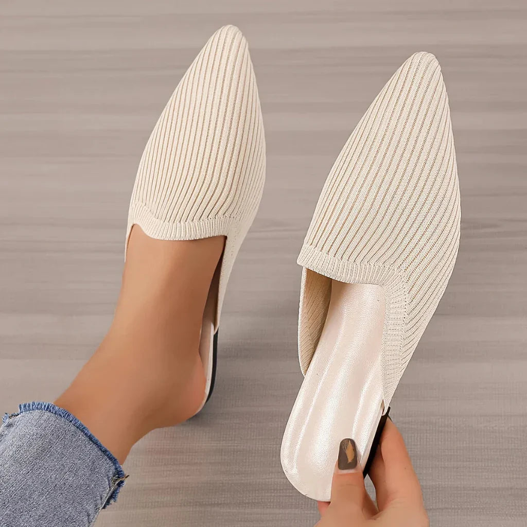 Women's Knitted Flat Mule Shoes - Vonnera
