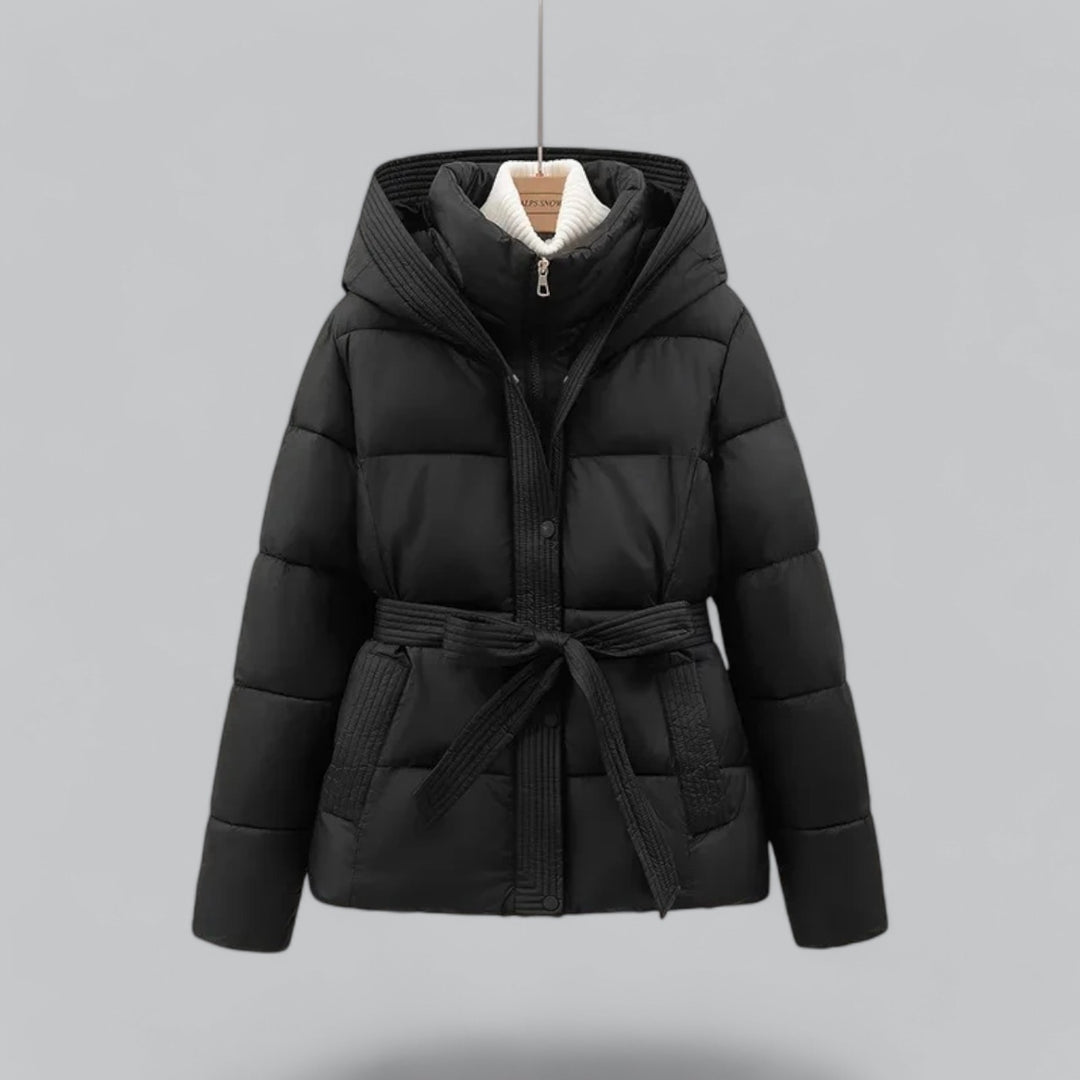Women's Quilted Puffer Jacket Insulated Waterproof Black - Vonnera