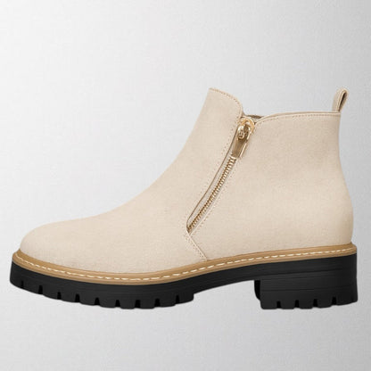 Women's Boots Side Zipper Rounded Toe