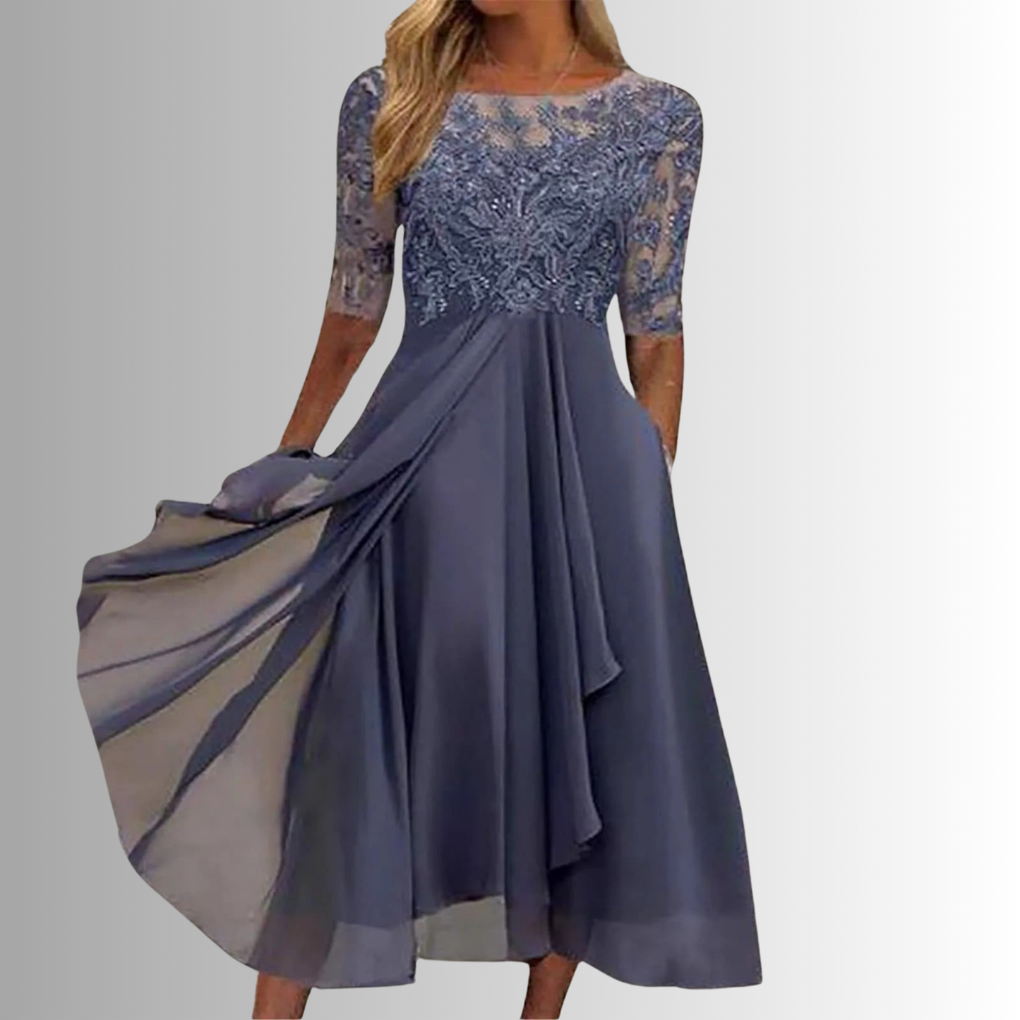 Women's Midi Dress Sheer Half Sleeve
