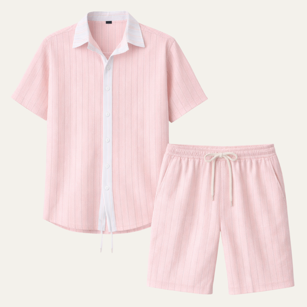 Men's Breathable Short Sleeve Shirt And Shorts Set - Vonnera