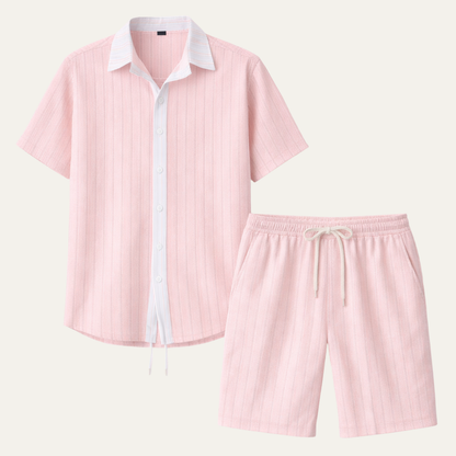 Men's Breathable Short Sleeve Shirt And Shorts Set - Vonnera