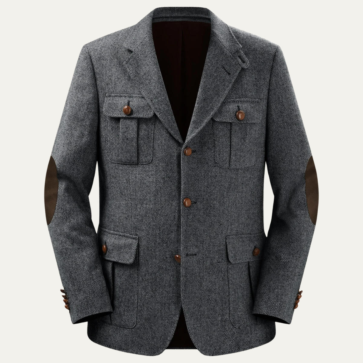 Men's Tweed Blazer Jacket with Elbow Patches - Vonnera