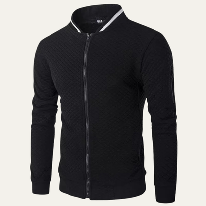 Monopoli Men's Quilted Bomber Jacket Lightweight Diamond Pattern