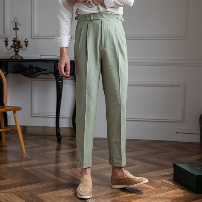 Men's Pleated Cropped Pants - Vonnera