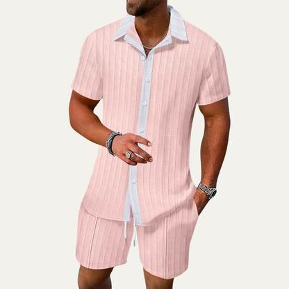 Men's Breathable Short Sleeve Shirt And Shorts Set